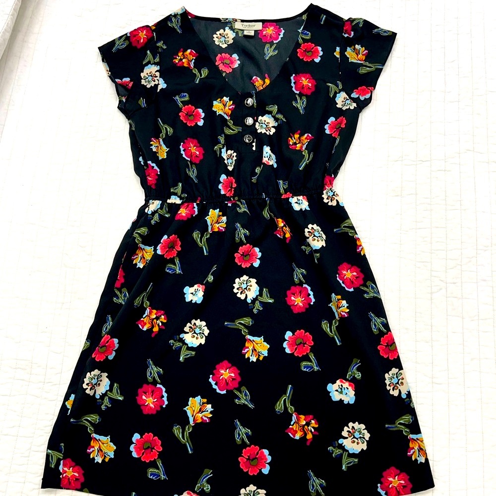 Tucker for Target black floral dress- medium